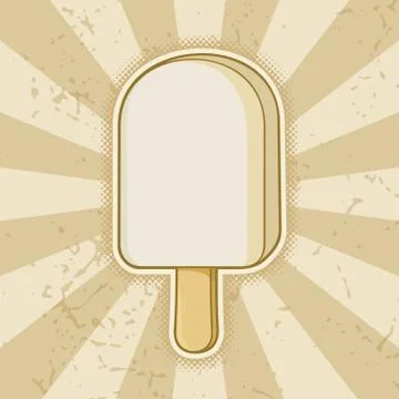 White chocolate ice cream stick icon on beige grunge background. Stock Illustration