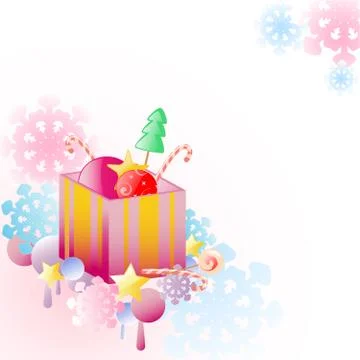 White Christmas background with gift Stock Illustration
