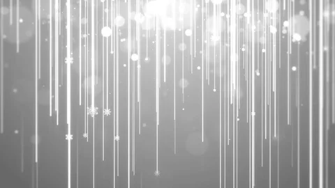 White Christmas background with lights streak, bokeh glittering and snowflakes Stock Footage 80260817