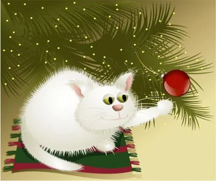 White Christmas cat Stock Illustration