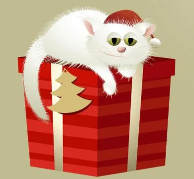 White Christmas cat Stock Illustration
