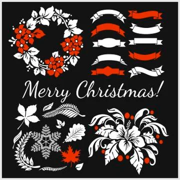 White Christmas design elements vector image イラスト素材