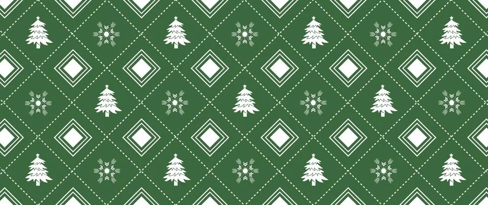 White christmas element on green  for pattern and background,Christmas backgr Stock Illustration