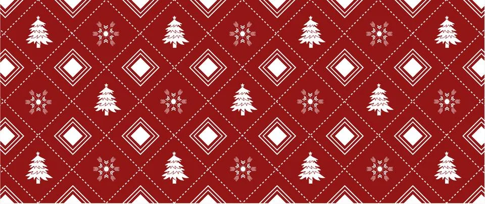 White christmas element on red for pattern and background,Christmas backgroun Stock Illustration