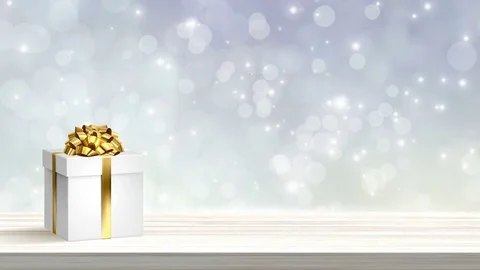 White Christmas festive gift box on abstract holiday background Stock Footage 80986779