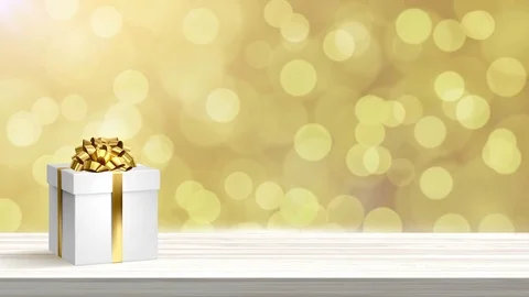 White Christmas festive gift box on abstract holiday background Stock Footage 80987148
