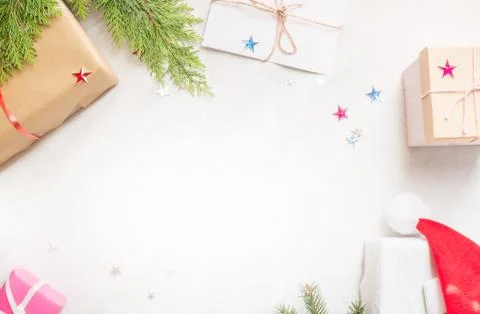 White Christmas flat lay Stock Photos