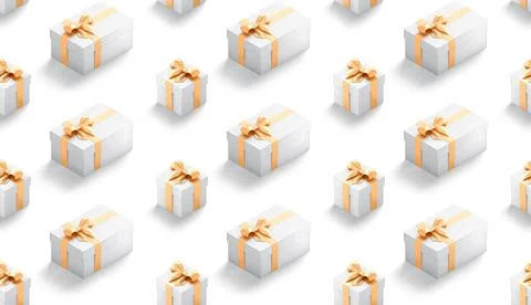 White christmas gift box pattern seamless mockup, isolated Illustrazione stock
