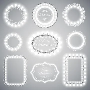 White Christmas Illumination Frames Illustrazione stock