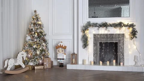 White christmas interior Stock Footage 95673973