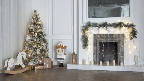 White christmas interior Stock Footage 95679643
