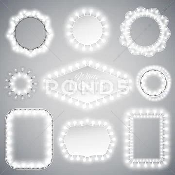 White Christmas Lights Frames Stock Illustration