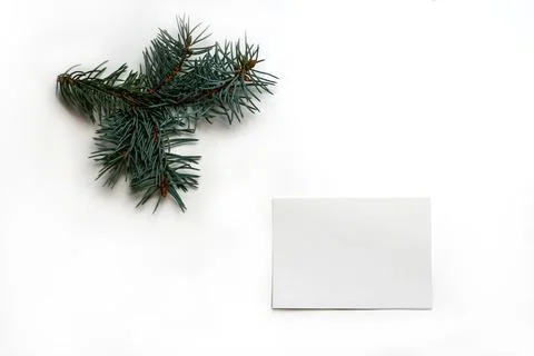White Christmas rectangular card on a white background. Christmas preparation Stock Photos