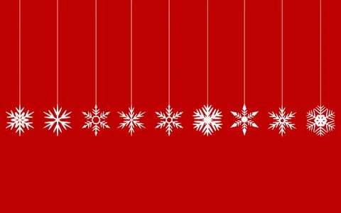 White Christmas snowflakes on threads Stock Illustration