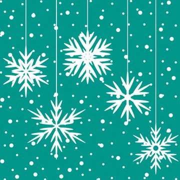 White Christmas snowflakes on threads Stock Illustration