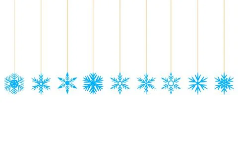 White Christmas snowflakes on threads Stock Illustration