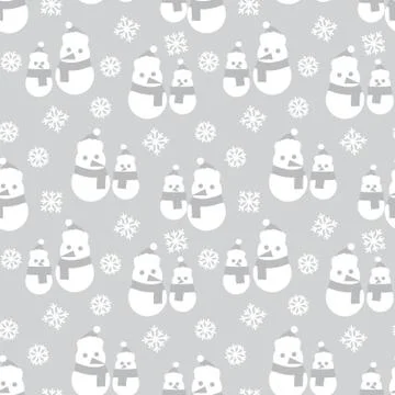 White Christmas Snowman seamless pattern background Illustrazione stock