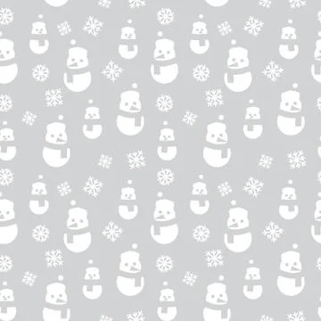 White Christmas Snowman seamless pattern background 스톡 일러스트