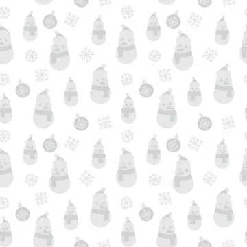 White Christmas Snowman seamless pattern background イラスト素材