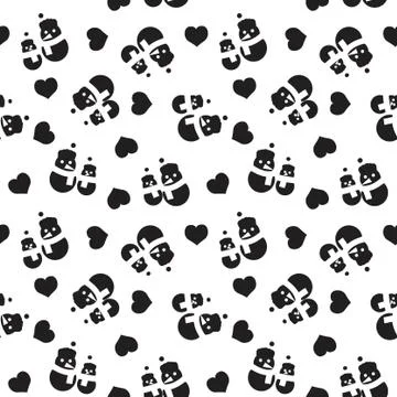 White Christmas Snowman seamless pattern background イラスト素材