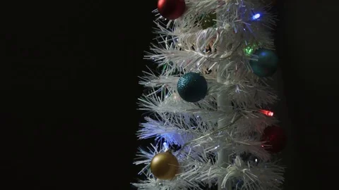 White Christmas Tree, Black Background Видео 69233220
