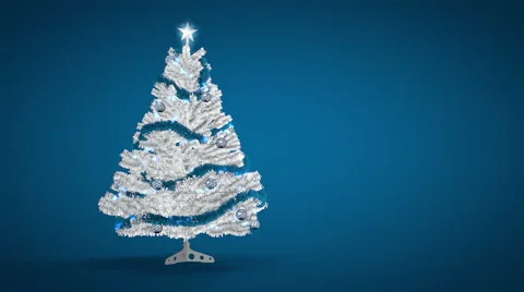 White Christmas tree on blue background Stock Footage 42177019