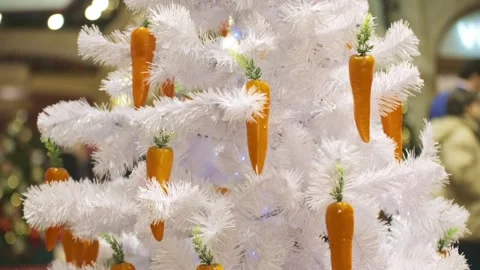 White Christmas Tree Stock Footage