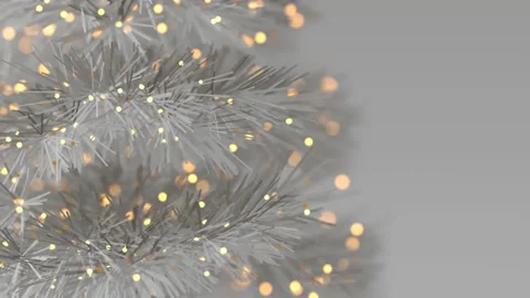 White Christmas tree on gray background 3D 4K animation with copy space Stock Footage 220711658
