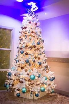 White Christmas tree 스톡 사진