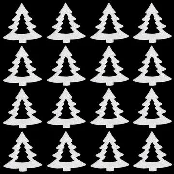 White Christmas Tree Repeat Seamless Pattern Design Stock Illustration