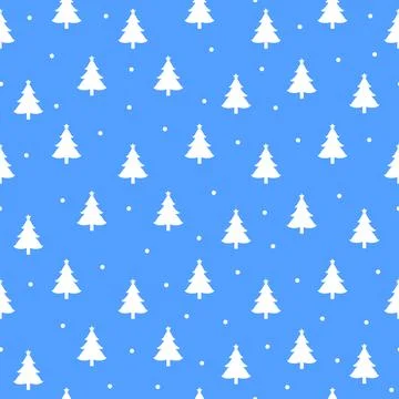 White Christmas tree seamless pattern. Vector illustration. Stock Illustration