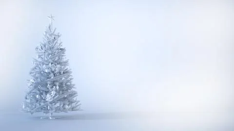 White Christmas tree on a white background with copy space. Stock-Illustration