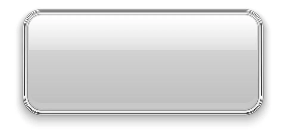 White chrome button. Rectangle shiny blank mockup 스톡 일러스트