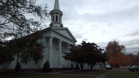 White church in Durham Stock Footage 44132672