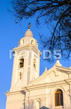 White Church Spire Stock Photos
