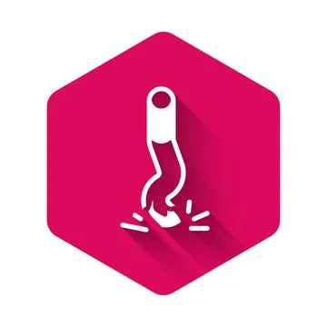 White Cigarette butt icon isolated with long shadow background. Stubbed out.. Stock Illustration