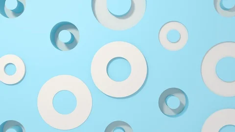 White circle 3d shapes geometric animation on blue pastel background. 4k loop re Video stock 107778784