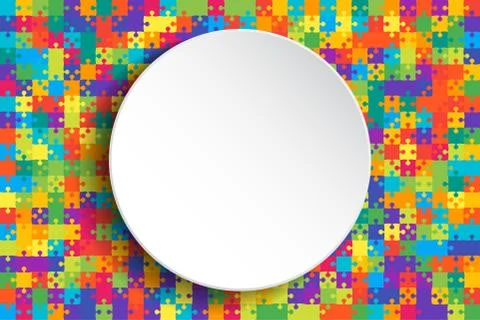White Circle Banner Background Puzzle. Jigsaw. Stock Illustration