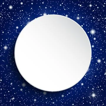 White circle banner on a starry sky. Eps 10. Illustrazione stock