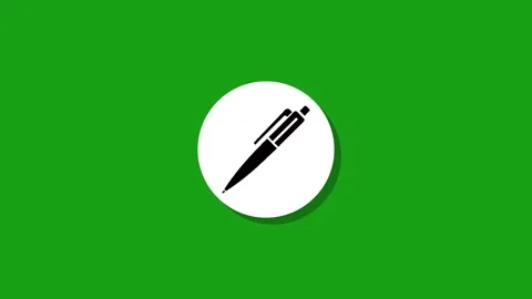 White circle with black pen icon animation on green screen background motion Stock Footage 327762848
