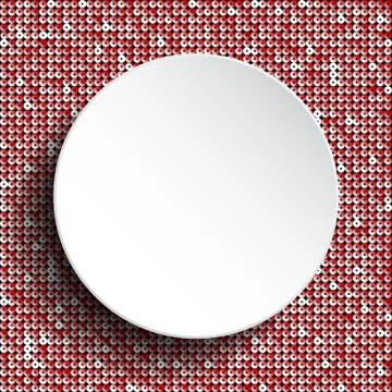 White circle button on red sequin background. Stock Illustration