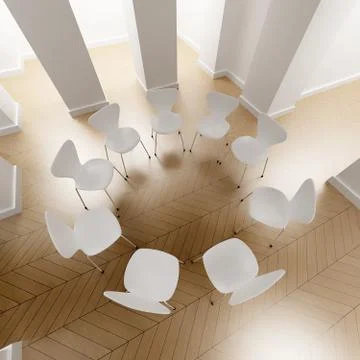 White circle of chairs Stock Illustration