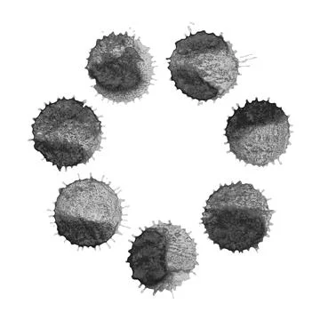 White circle frame with spray paint black blots. Stock Illustration