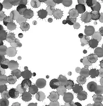 White circle frame with spray paint black blots. Stock Illustration