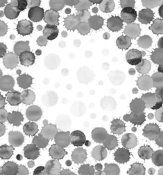 White circle frame with spray paint black blots. Stock Illustration