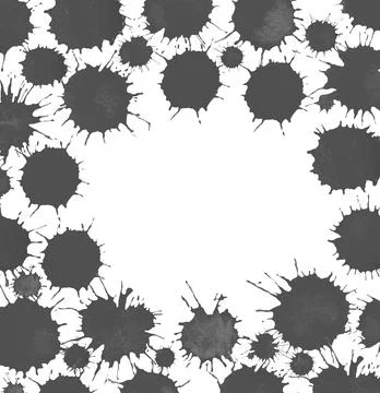 White circle frame with spray paint black blots. Stock Illustration