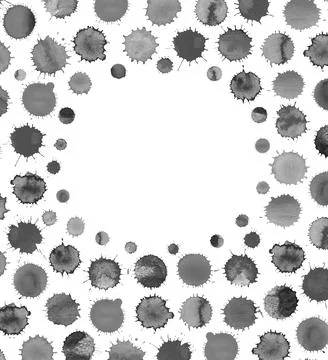 White circle frame with spray paint black blots. Stock Illustration