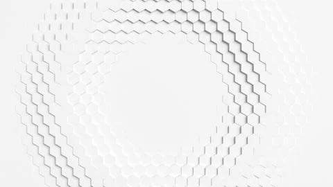 A white circle with a hexagonal pattern surrounding it. Looped animation Stock Footage 276589565