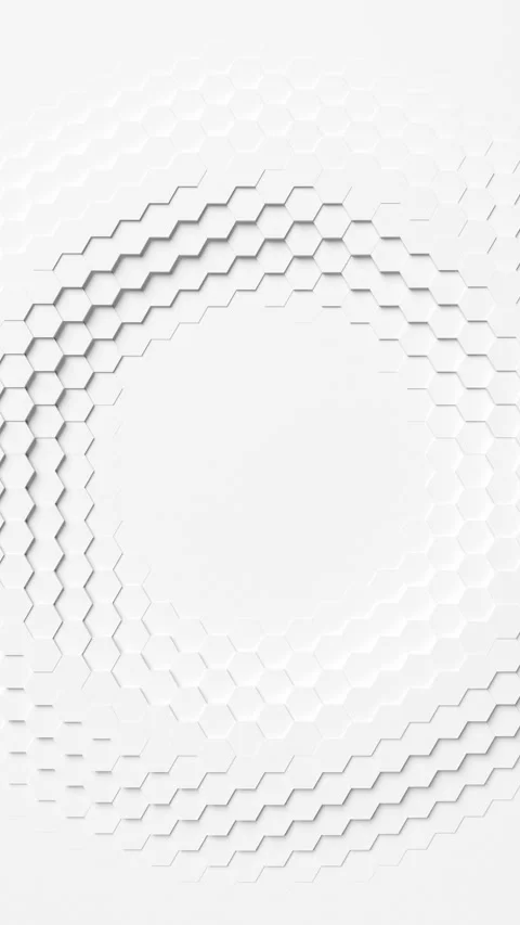 A white circle with a hexagonal pattern surrounding it. Vertical looped Stock Footage 308010255