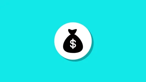 White circle icon morphs into black money bag with dollar sign on bright ba.. Stock Footage 327762742